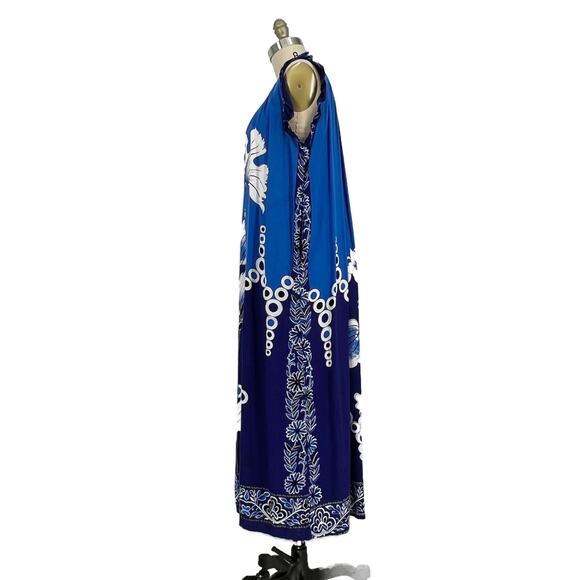 Vintage Thai Batik Sleeveless Floral Midi Shift Dress size Medium/Large - Picture 4 of 10